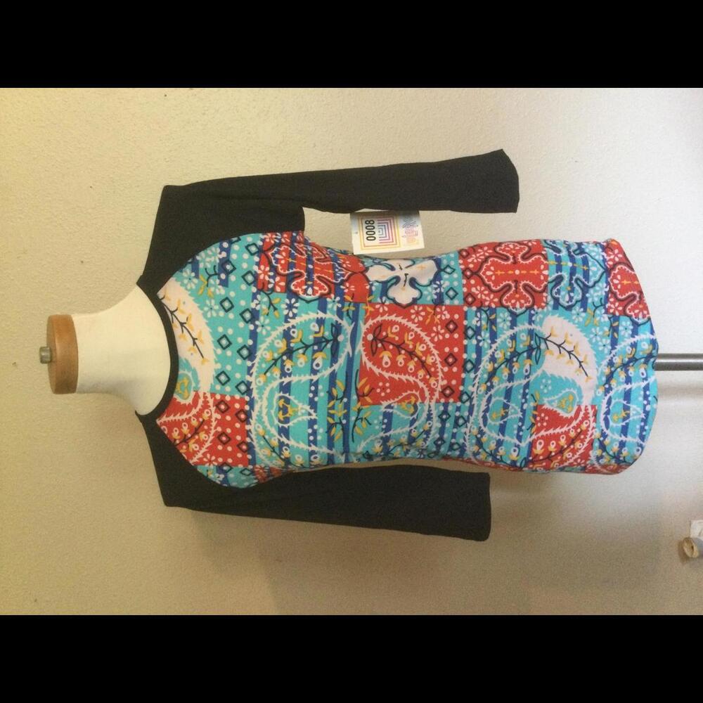 Lularoe - Randy - XXS - NWT - Blue & Red with Black Sleeves